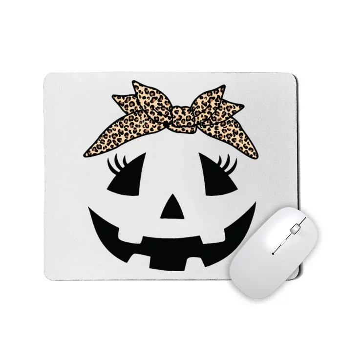 Jack O Lantern Pumpkin Leopard Face For Girl Halloween Mousepad