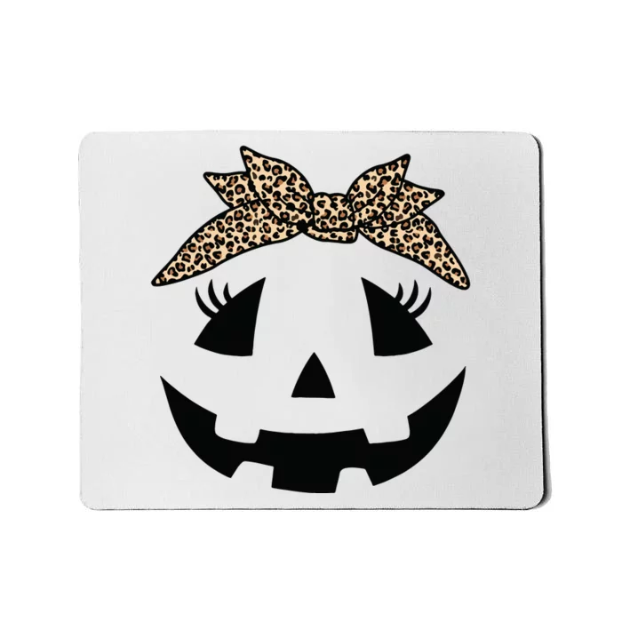 Jack O Lantern Pumpkin Leopard Face For Girl Halloween Mousepad