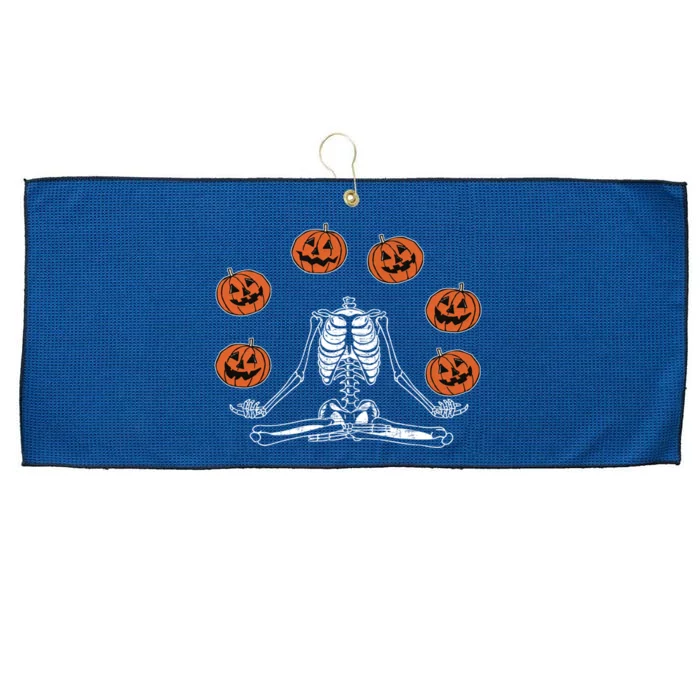 Jack O Lantern Stay Spooky Skeleton Yoga Namaste Halloween Great Gift Large Microfiber Waffle Golf Towel