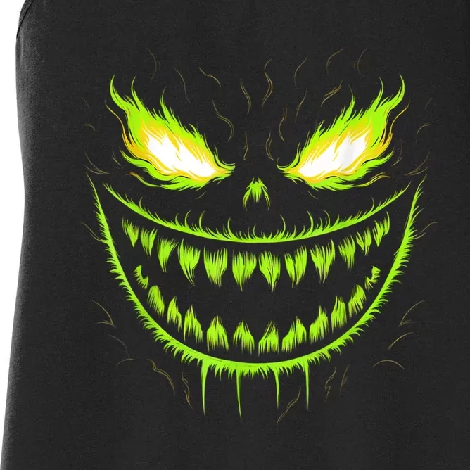 Jack O Lantern Scary Pumpkin Halloween Women's Racerback Tank