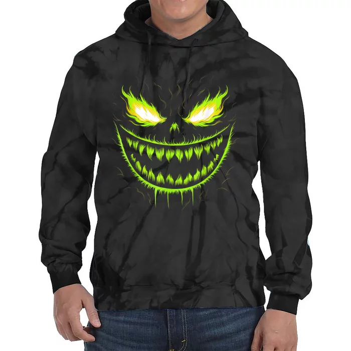 Jack O Lantern Scary Pumpkin Halloween Tie Dye Hoodie