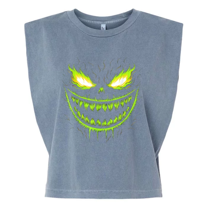 Jack O Lantern Scary Pumpkin Halloween Garment-Dyed Women's Muscle Tee