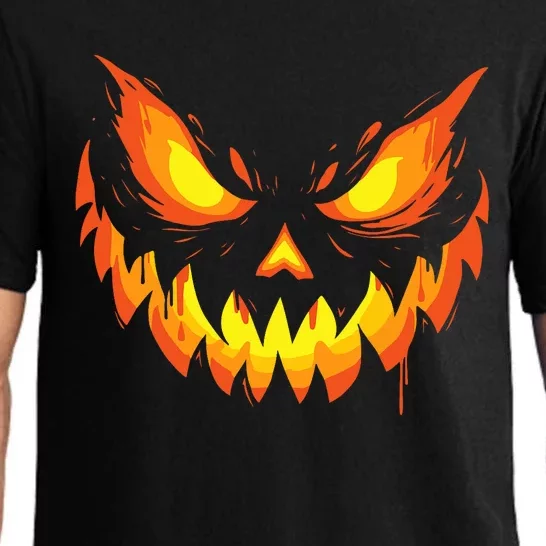 Jack O Lantern Scary Carved Pumpkin Face Halloween Pajama Set