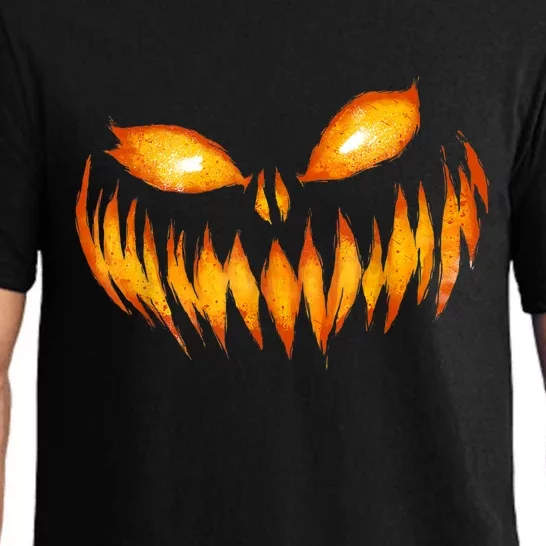 Jack O Lantern Scary Carved Pumpkin Face Halloween Pajama Set