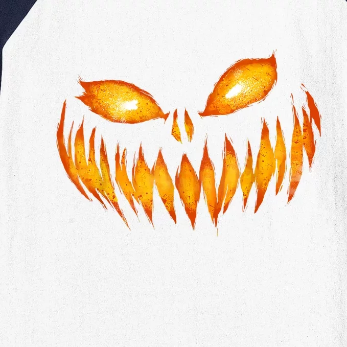 Jack O Lantern Scary Carved Pumpkin Face Halloween Baseball Sleeve Shirt