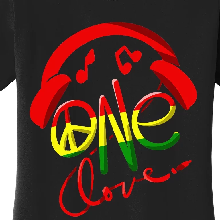 Jamaica One Love Reggae Caribbean Music Pride Flag Women's T-Shirt