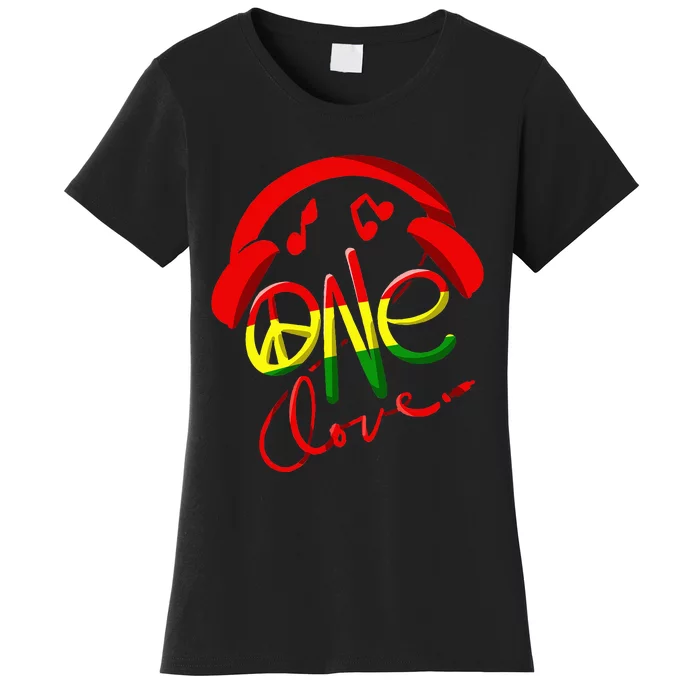 Jamaica One Love Reggae Caribbean Music Pride Flag Women's T-Shirt