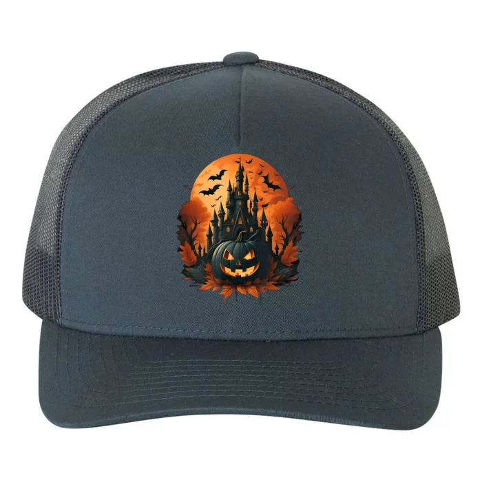 Jack O Lantern Face | Halloween Pumpkin | Spooky Yupoong Adult 5-Panel Trucker Hat