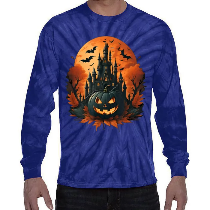 Jack O Lantern Face | Halloween Pumpkin | Spooky Tie-Dye Long Sleeve Shirt