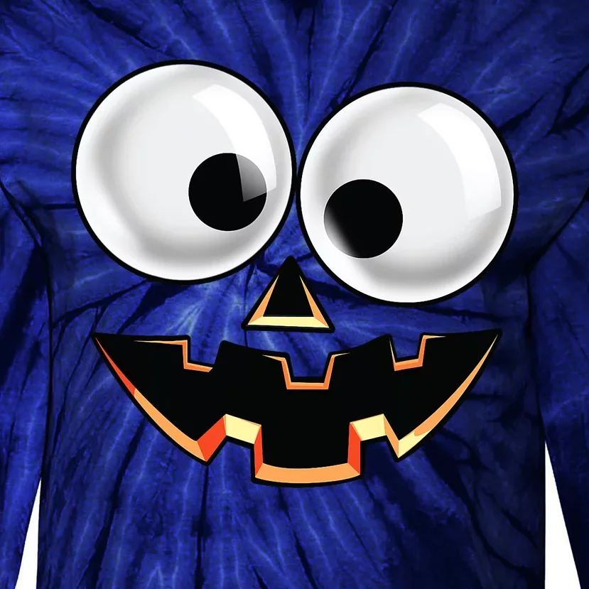 Jack O Lantern Pumpkin Face Halloween Costume Tie-Dye Long Sleeve Shirt