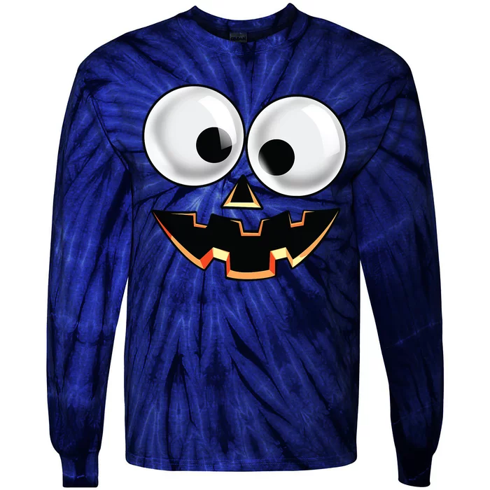 Jack O Lantern Pumpkin Face Halloween Costume Tie-Dye Long Sleeve Shirt