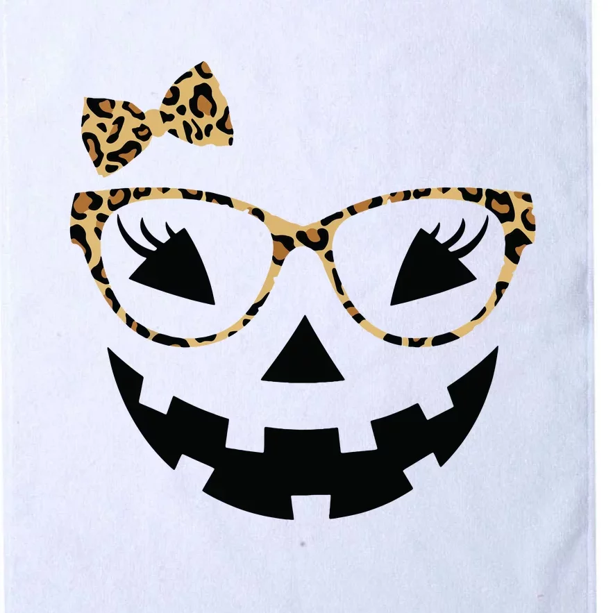 Jack O Lantern Face Leopard Glasses Halloween Pumpkin Women Platinum Collection Golf Towel