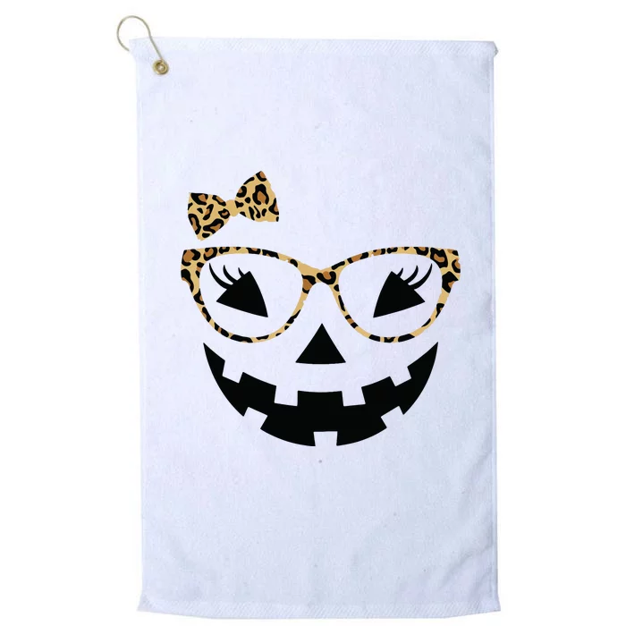 Jack O Lantern Face Leopard Glasses Halloween Pumpkin Women Platinum Collection Golf Towel