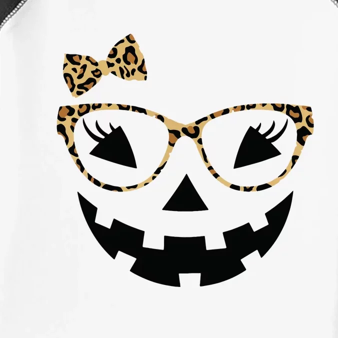 Jack O Lantern Face Leopard Glasses Halloween Pumpkin Women Infant Baby Jersey Bodysuit