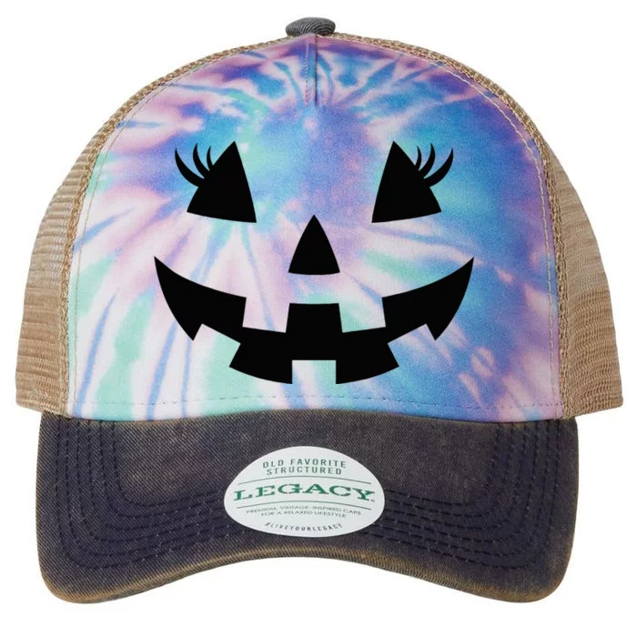 Jack O Lantern Face Pumpkin Eyelashes Hallowen Costume Funny Legacy Tie Dye Trucker Hat