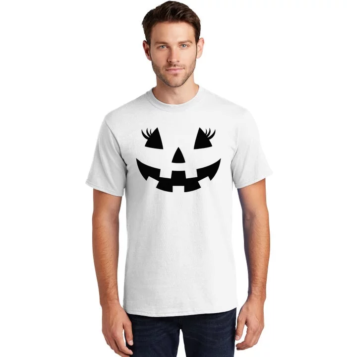 Jack O Lantern Face Pumpkin Eyelashes Hallowen Costume Funny Tall T-Shirt