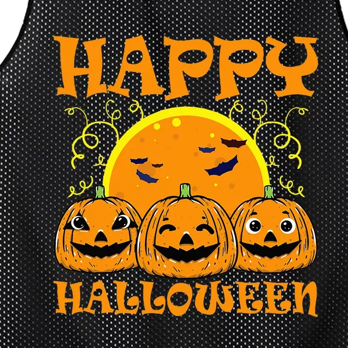 Jack O Lantern Face Happy Halloween Pumpkins Mesh Reversible Basketball Jersey Tank