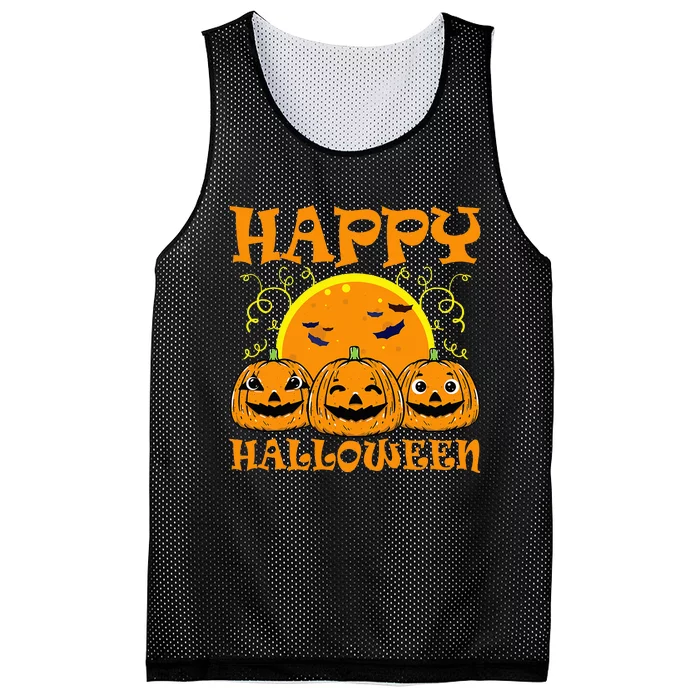 Jack O Lantern Face Happy Halloween Pumpkins Mesh Reversible Basketball Jersey Tank