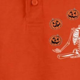 Jack O Lantern Stay Spooky Skeleton Yoga Namaste Halloween Gift Dry Zone Grid Performance Polo