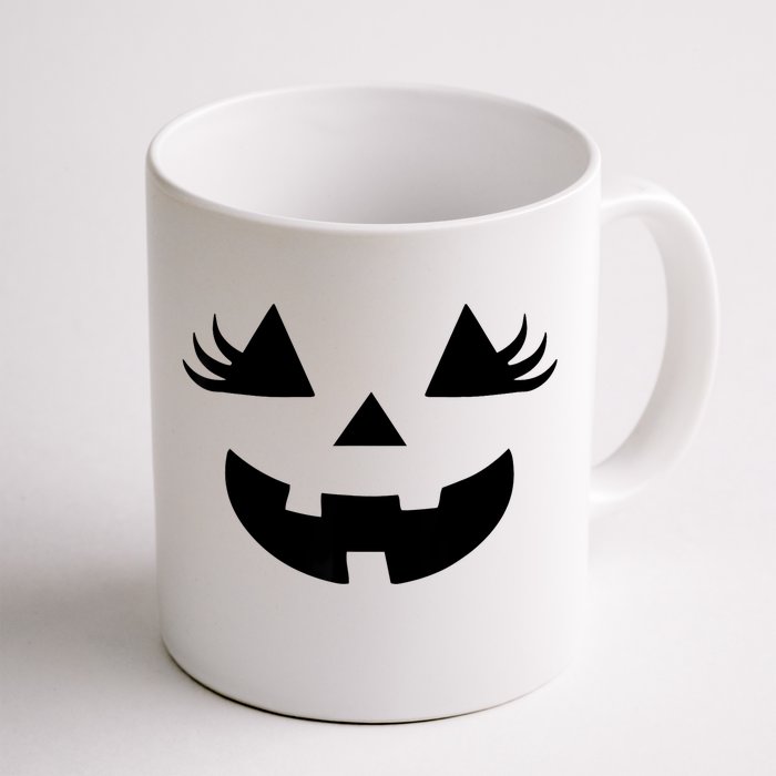 Jack O Lantern Face Pumpkin Eyelashes Halloween Women Girl Front & Back Coffee Mug