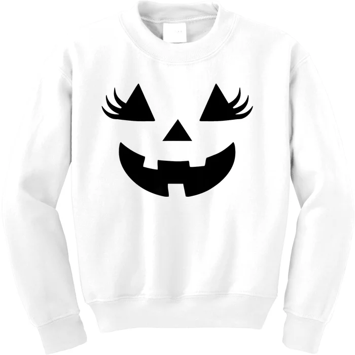 Jack O Lantern Face Pumpkin Eyelashes Halloween Women Girl Kids Sweatshirt