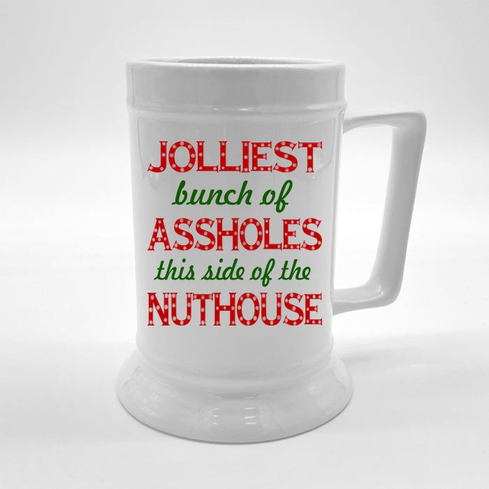 Jolliest Bunch of Assholes On This Side Nuthouse Front & Back Beer Stein