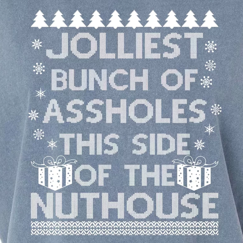 Jolliest Bunch of Assholes This Side of the Nuthouse Ugly Christmas Garment-Dyed Women's Muscle Tee