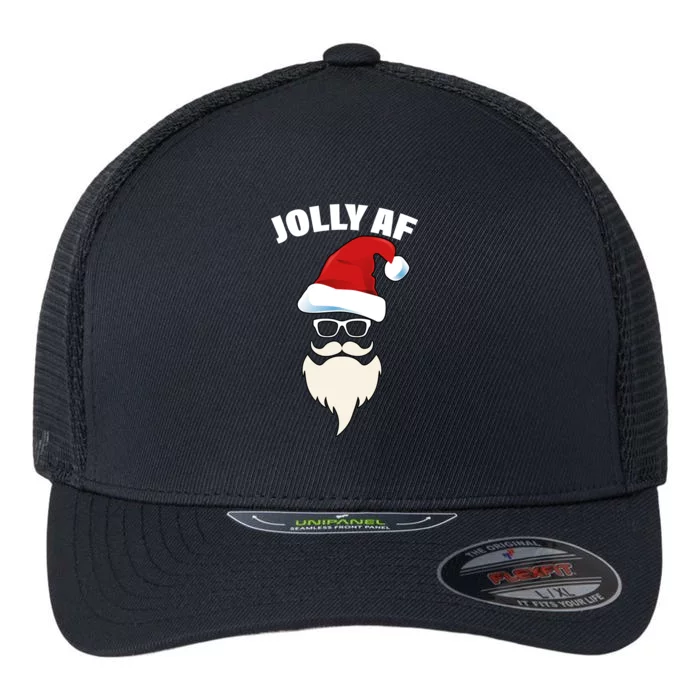 Jolly Af Hipster Santa Flexfit Unipanel Trucker Cap