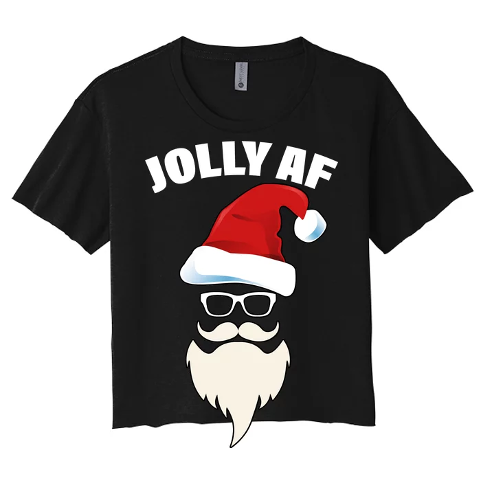 Jolly Af Hipster Santa Women's Crop Top Tee