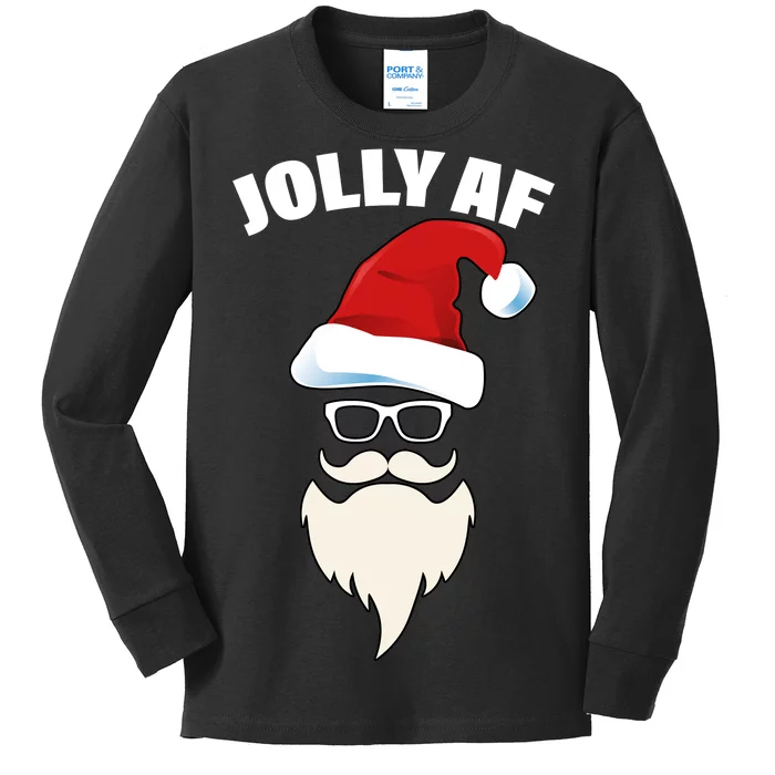 Jolly Af Hipster Santa Kids Long Sleeve Shirt