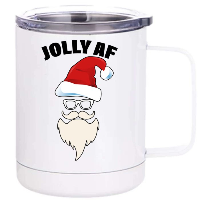 Jolly Af Hipster Santa Front & Back 12oz Stainless Steel Tumbler Cup