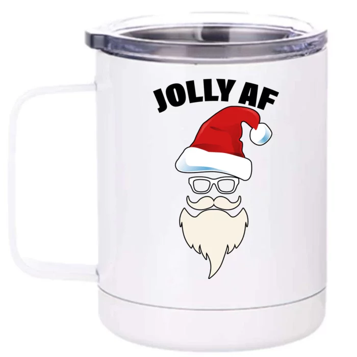 Jolly Af Hipster Santa Front & Back 12oz Stainless Steel Tumbler Cup