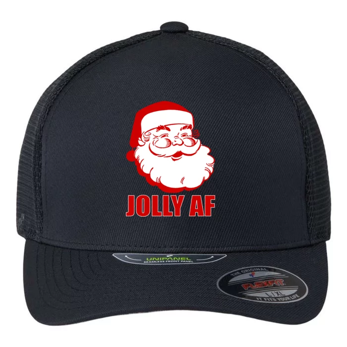 Jolly AF Santa Christmas Flexfit Unipanel Trucker Cap