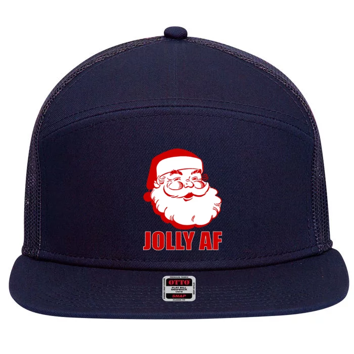 Jolly AF Santa Christmas 7 Panel Mesh Trucker Snapback Hat