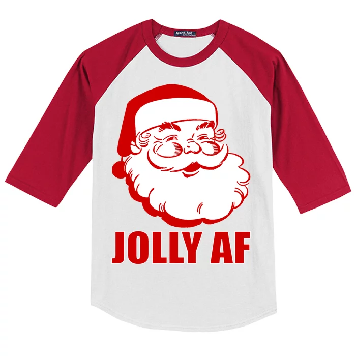 Jolly AF Santa Christmas Kids Colorblock Raglan Jersey