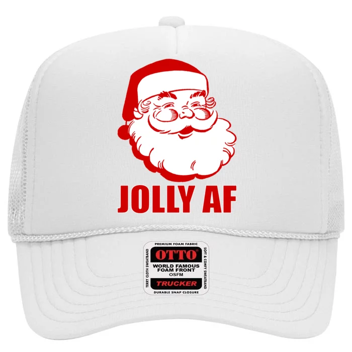 Jolly AF Santa Christmas High Crown Mesh Trucker Hat