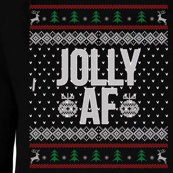 Jolly AF Ugly Christmas Womens Funnel Neck Pullover Hood