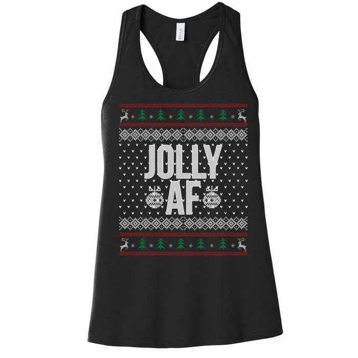 Jolly AF Ugly Christmas Women's Racerback Tank