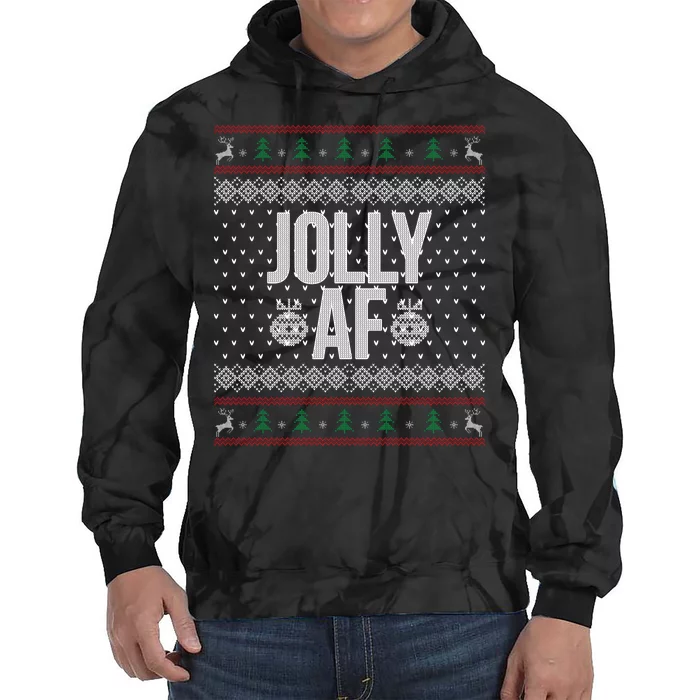 Jolly AF Ugly Christmas Tie Dye Hoodie