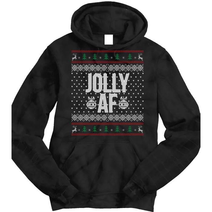 Jolly AF Ugly Christmas Tie Dye Hoodie