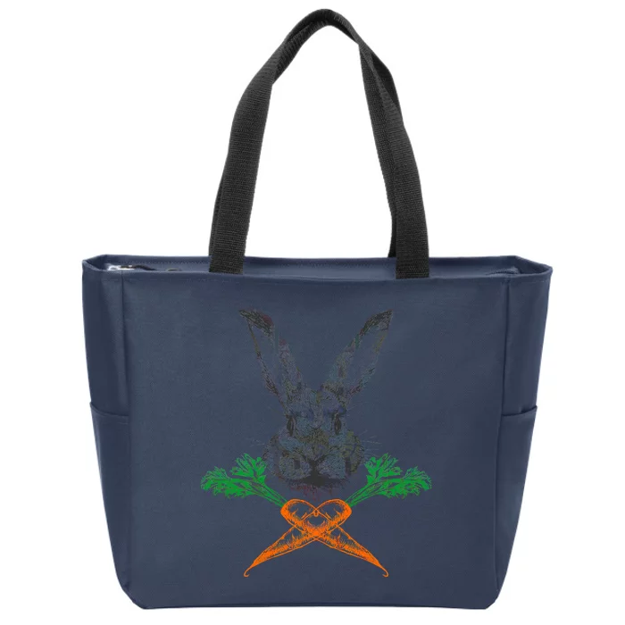 Jolly Roger Easter Bunny Crossbone Carrots Rabbit Zip Tote Bag