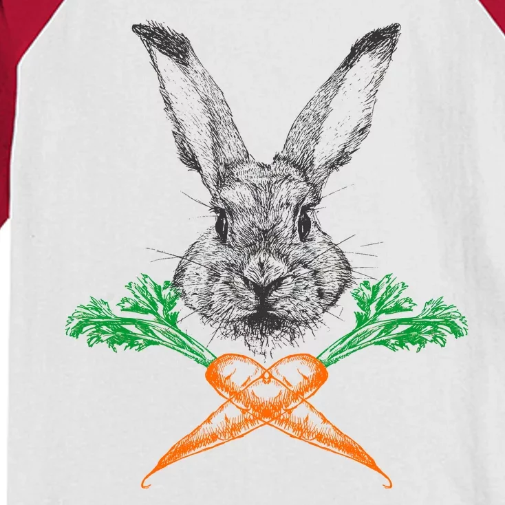 Jolly Roger Easter Bunny Crossbone Carrots Rabbit Kids Colorblock Raglan Jersey