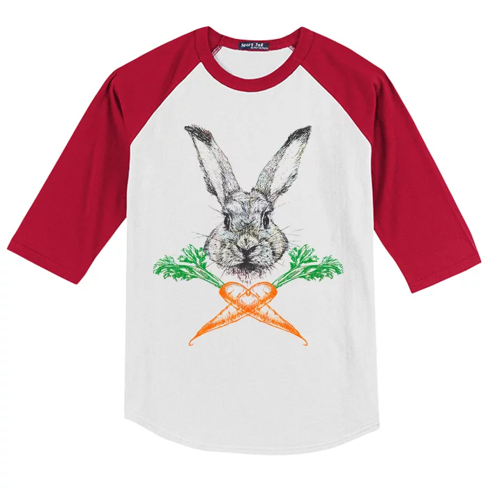 Jolly Roger Easter Bunny Crossbone Carrots Rabbit Kids Colorblock Raglan Jersey