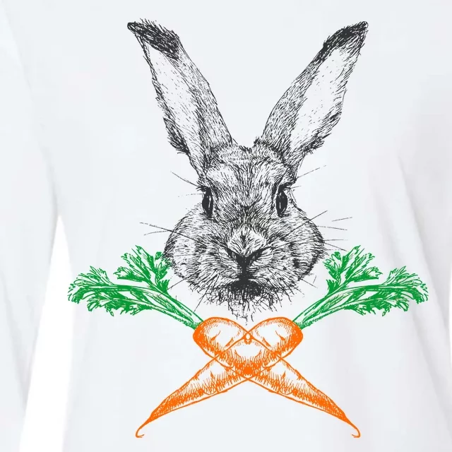 Jolly Roger Easter Bunny Crossbone Carrots Rabbit Womens Cotton Relaxed Long Sleeve T-Shirt