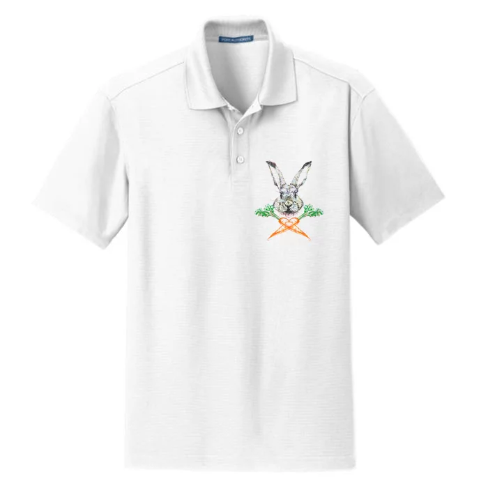 Jolly Roger Easter Bunny Crossbone Carrots Rabbit Dry Zone Grid Performance Polo