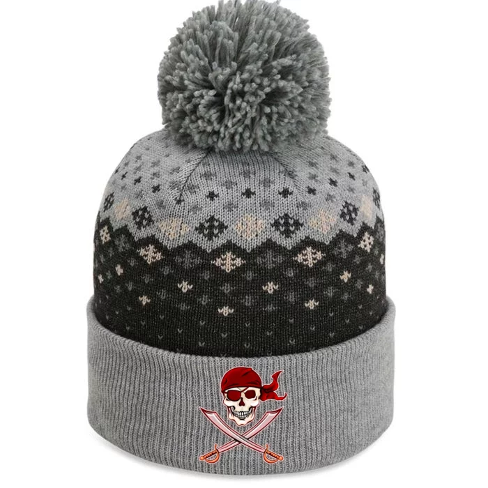 Jolly Roger Pirate Skull Flag Logo The Baniff Cuffed Pom Beanie