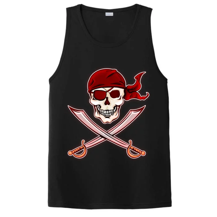 Jolly Roger Pirate Skull Flag Logo Performance Tank