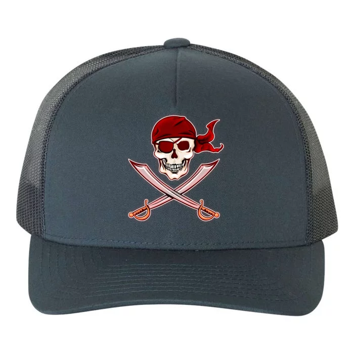 Jolly Roger Pirate Skull Flag Logo Yupoong Adult 5-Panel Trucker Hat