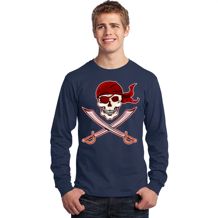 Jolly Roger Pirate Skull Flag Logo Long Sleeve Shirt