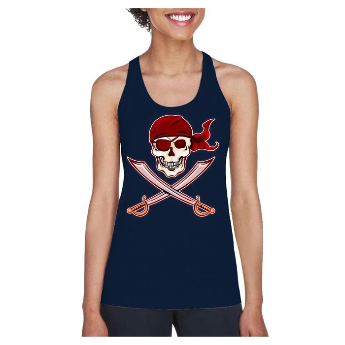 Jolly Roger Pirate Skull Flag Logo Women's Racerback Tank